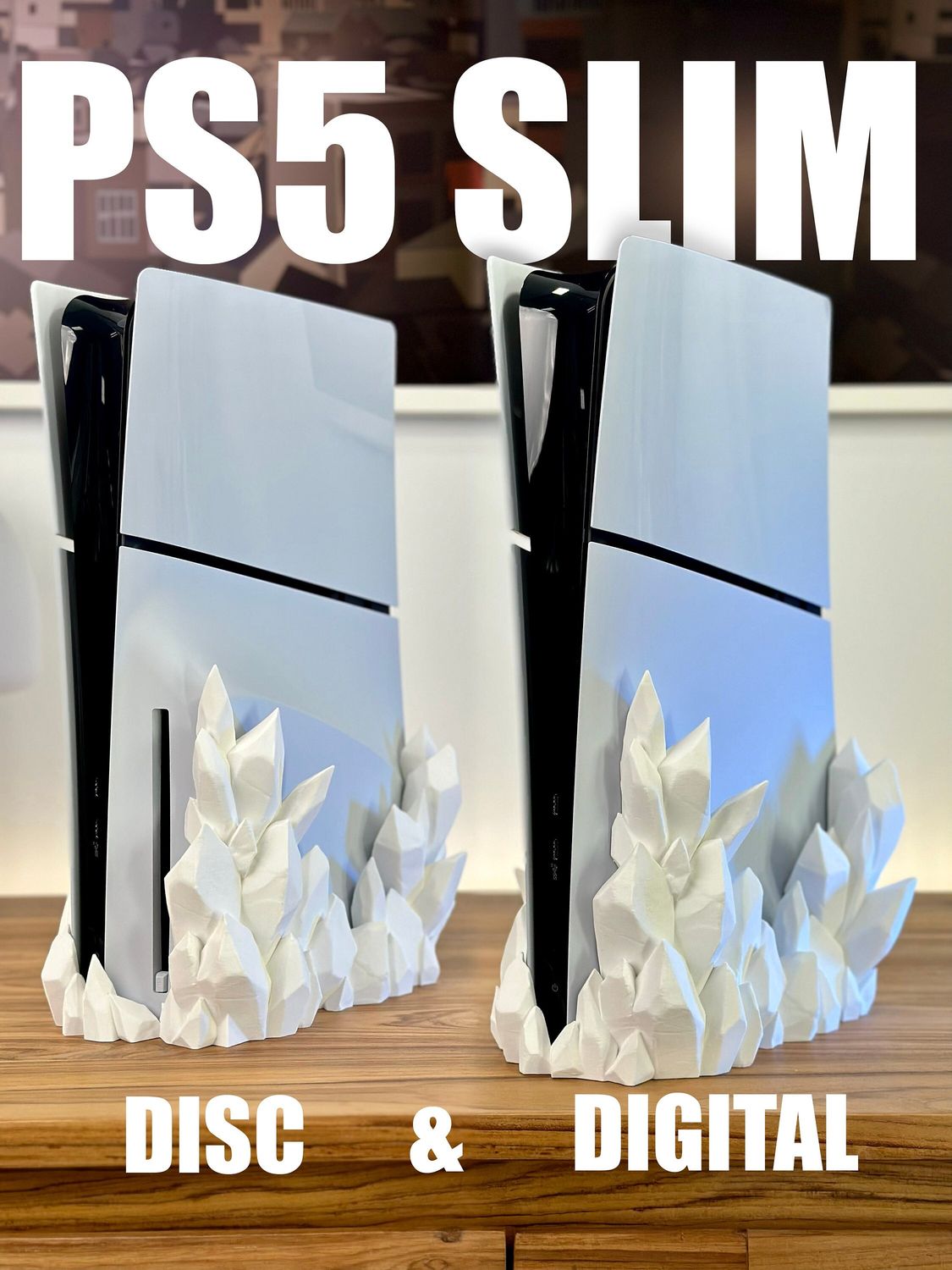 PS5 SLIM Crystal Dock Stand Gaming Setup Gamer Gift Playstation 5 Disc or Digital