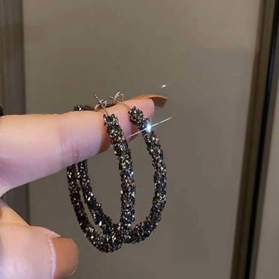 Rhinestone Hoop Sparkly Crystal Earrings