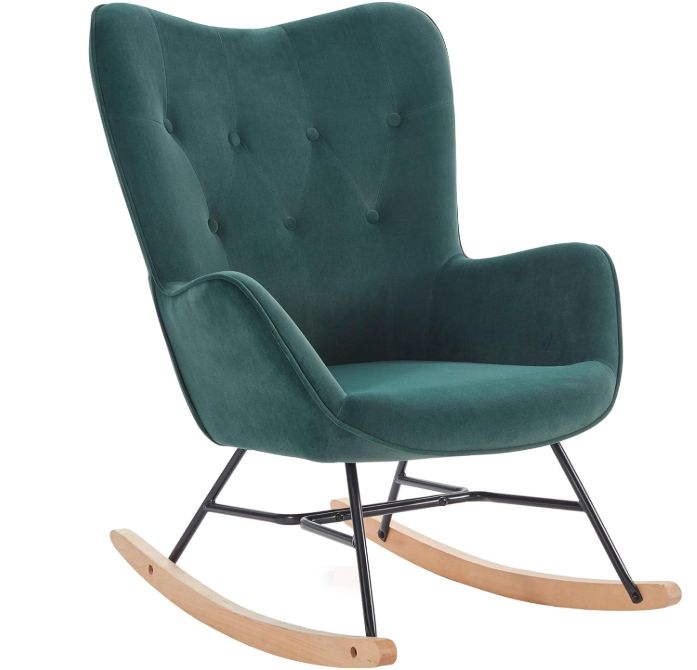 Velvet Modern Rocking Chair, nursey chair