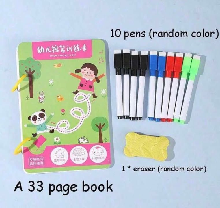 33 pg Reusable Tracing Workbook- with 10 markers  &amp; eraser