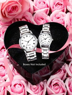 Couple Watches 2 pcs stainless steel Quartz Wristwatch