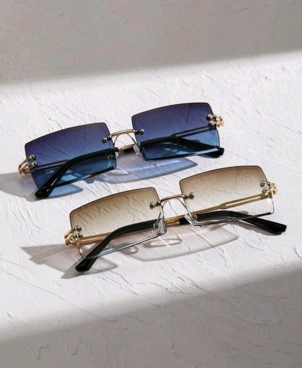 Rimless frame fashion sunglasses