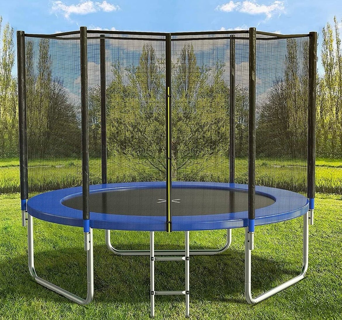 Outdoor Trampoline with Basketball Hoop, Heavy Duty Jumping Mat and Spring Cover Padding for Kids and Adults, Storage Bag and Ladder