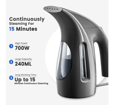Steamer for Clothes, Portable Handheld Design, 240ml Big Capacity, 700W, Strong Penetrating Steam, Removes Wrinkle,