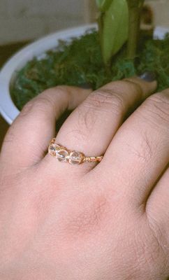 Clear quartz stainless steel ring