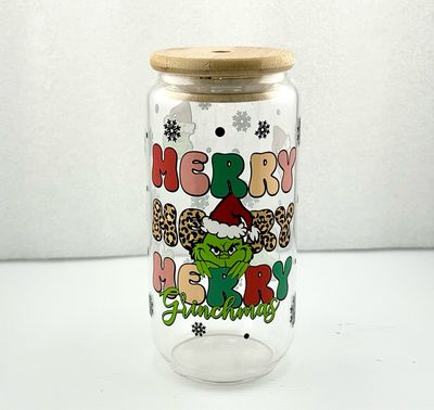 Grinch Glass Tumbler 16oz