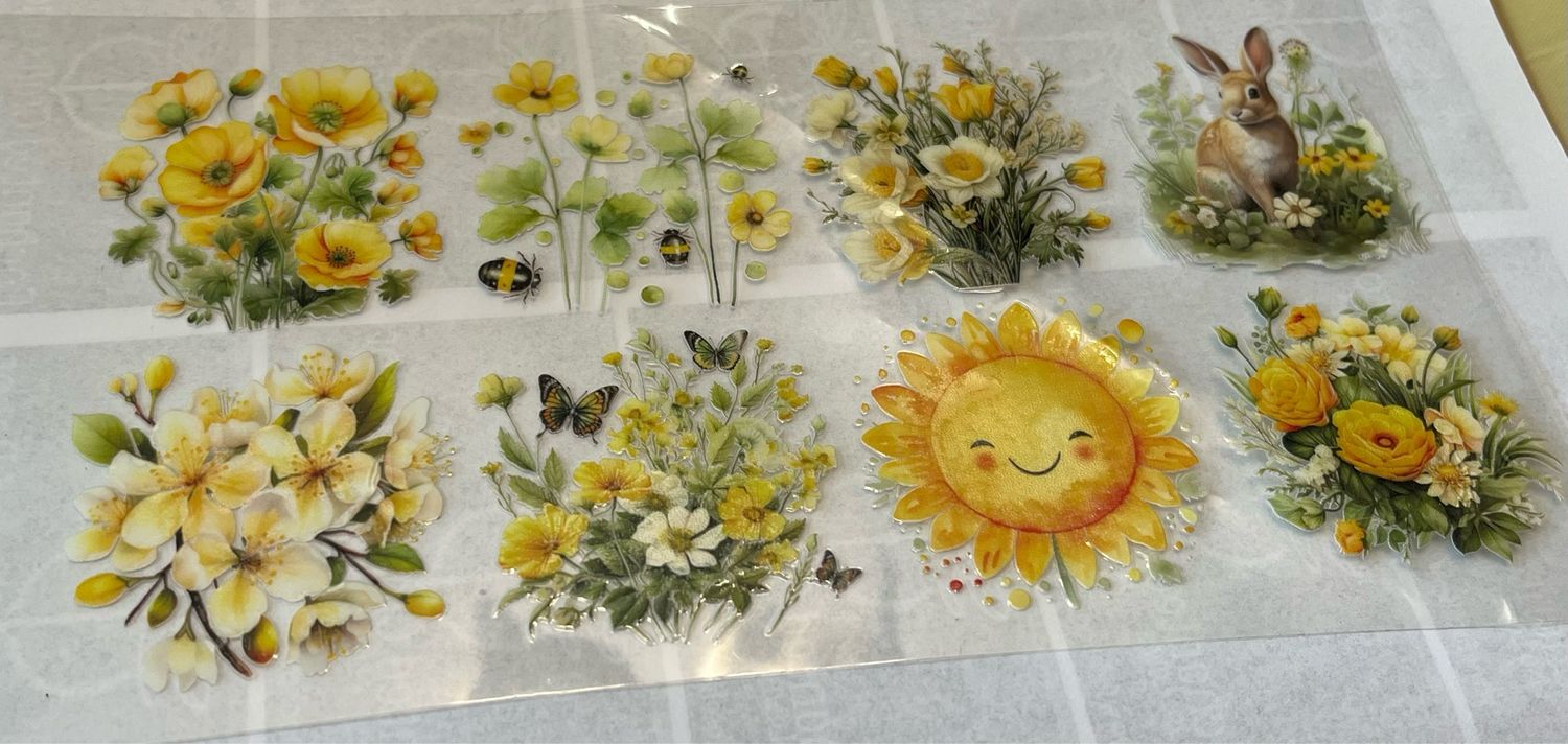 UV DTF Yellow Flowers And Sun for Mugs Or Glasses