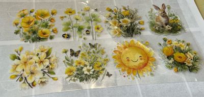 UV DTF Yellow Flowers And Sun for Mugs Or Glasses