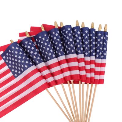 4th of July Decorations - Memorial Day Decorations - Small American Flags on Stick - 12 Pieces