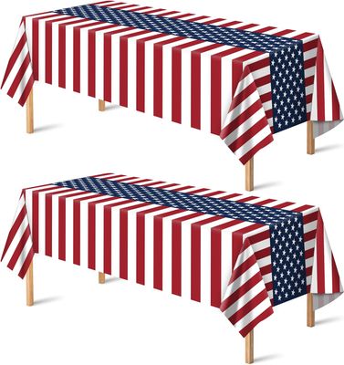 4th of July Decorations - Memorial Day Decorations - Patriotic American Flag Plastic Tablecloth