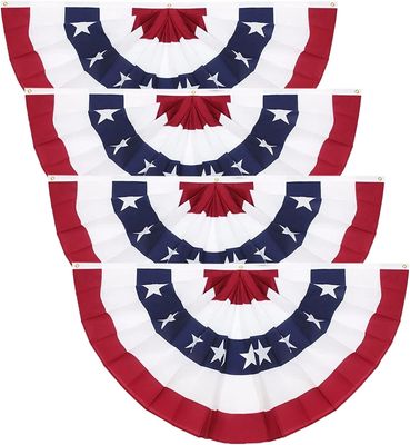 4th of July Decorations - Memorial Day Decorations - Patriotic American Pleated Bunting Half Fan