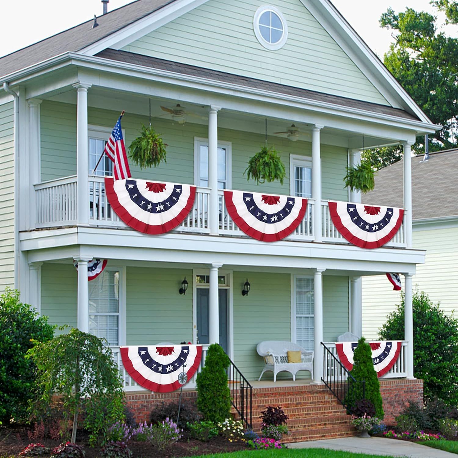 4th of July Decorations - Memorial Day Decorations - Patriotic American Pleated Bunting Half Fan