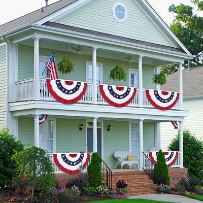 4th of July Decorations - Memorial Day Decorations - Patriotic American Pleated Bunting Half Fan