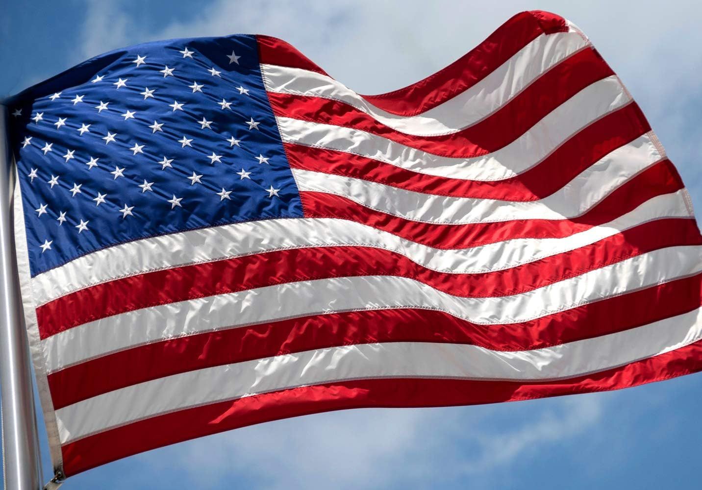 4th of July Decorations - Memorial Day Decorations - Patriotic Cloth American Embroidered Flag