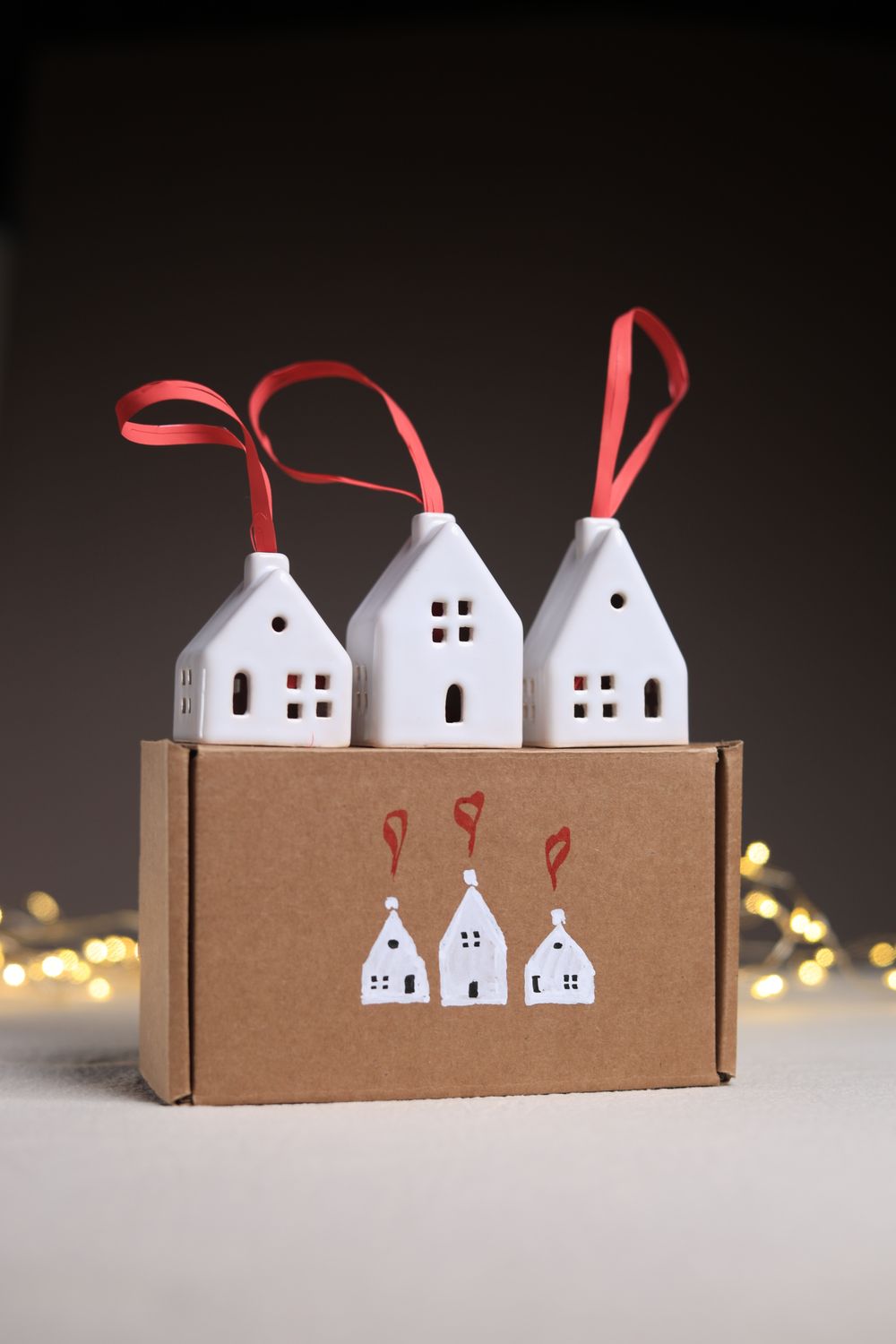 PREORDER Set of 3 Ornaments - Christmas Tree Houses