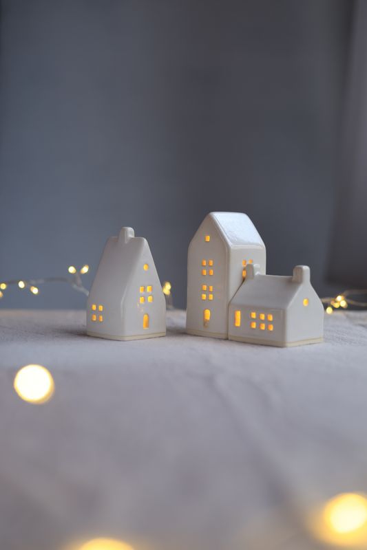3 Ceramic Houses set #10