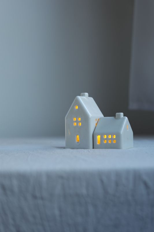 2 Ceramic Luminary Houses set #01