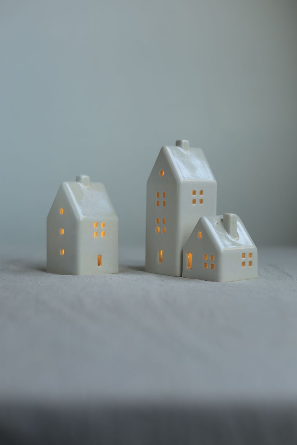 3 Ceramic Luminary Houses set #05