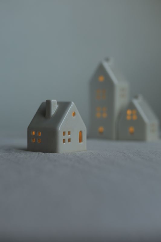 3 Ceramic Luminary Houses set #06