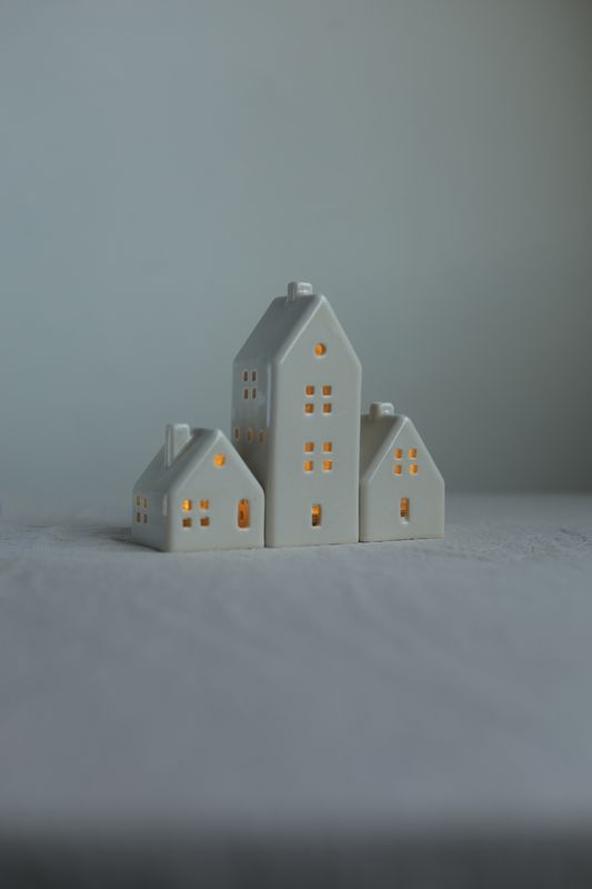 3 Ceramic Luminary Houses set #06