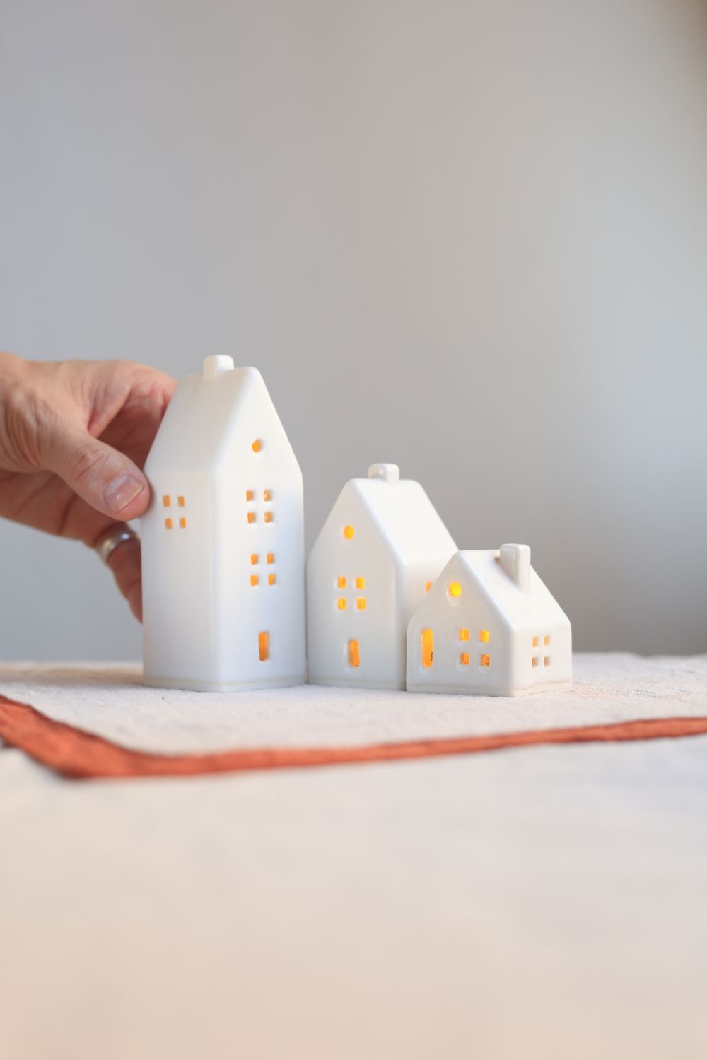 3 Ceramic Luminary Houses set #05