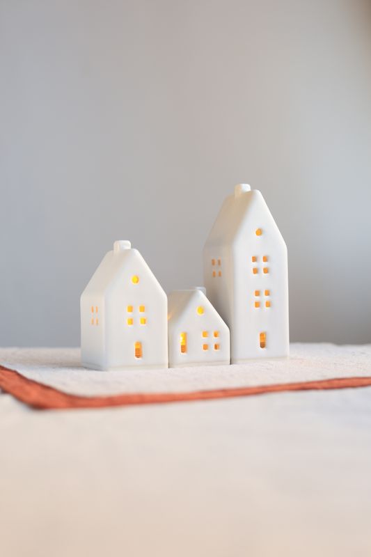 3 Ceramic Luminary Houses set #05