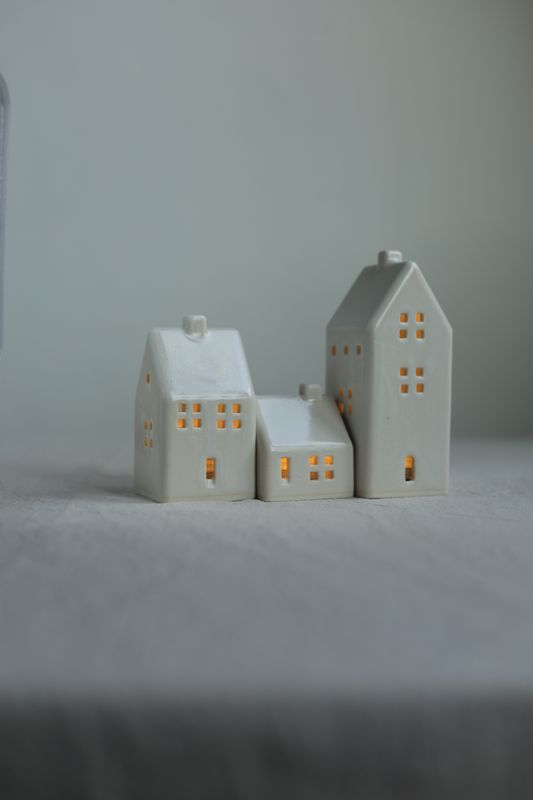 3 Ceramic Luminary Houses set #07