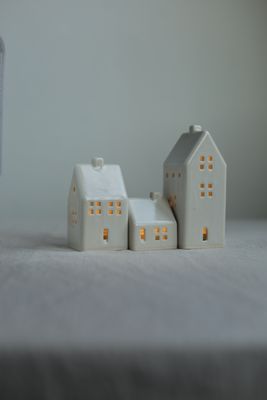 3 Ceramic Luminary Houses set #07
