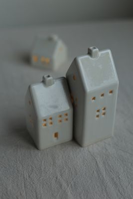 3 Ceramic Luminary Houses set #07