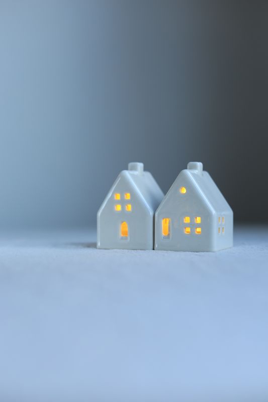 2 Ceramic Luminary Houses set #02