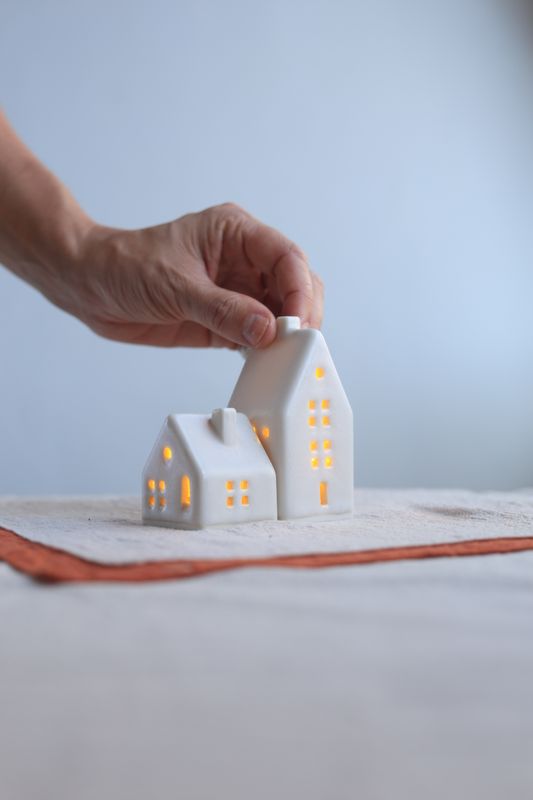 2 Ceramic Luminary Houses set #04