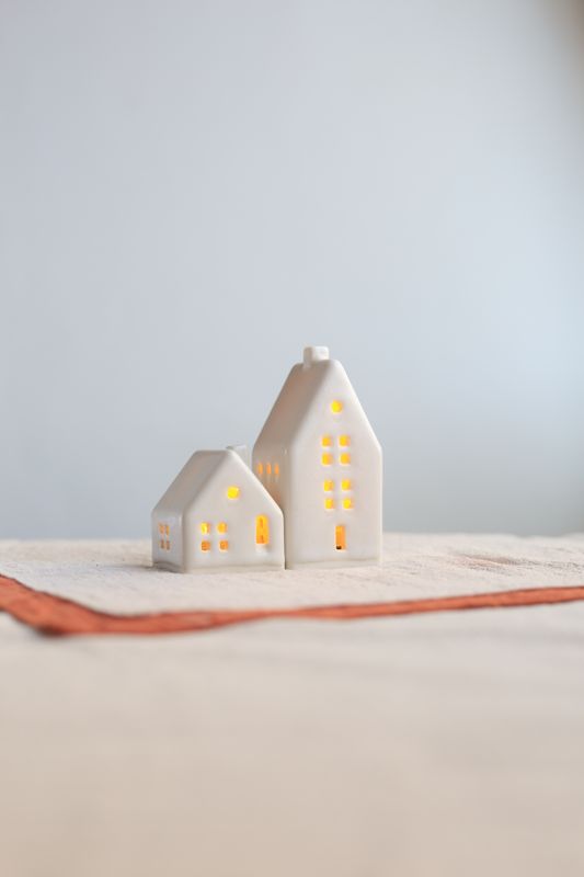 2 Ceramic Luminary Houses set #04
