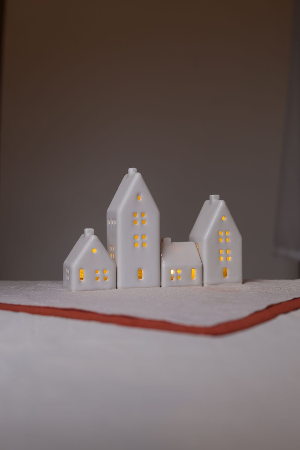 4 Ceramic Luminary Houses set #12