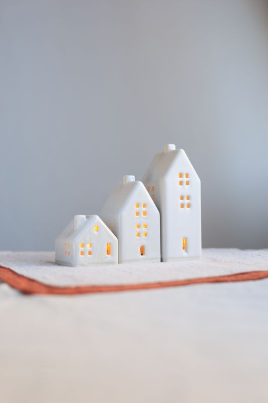 3 Ceramic Luminary Houses set #06
