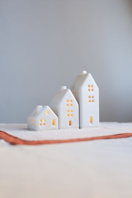 3 Ceramic Luminary Houses set #06