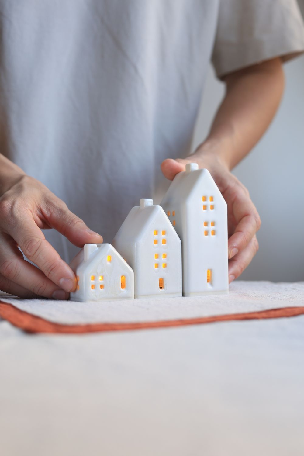 3 Ceramic Luminary Houses set #06