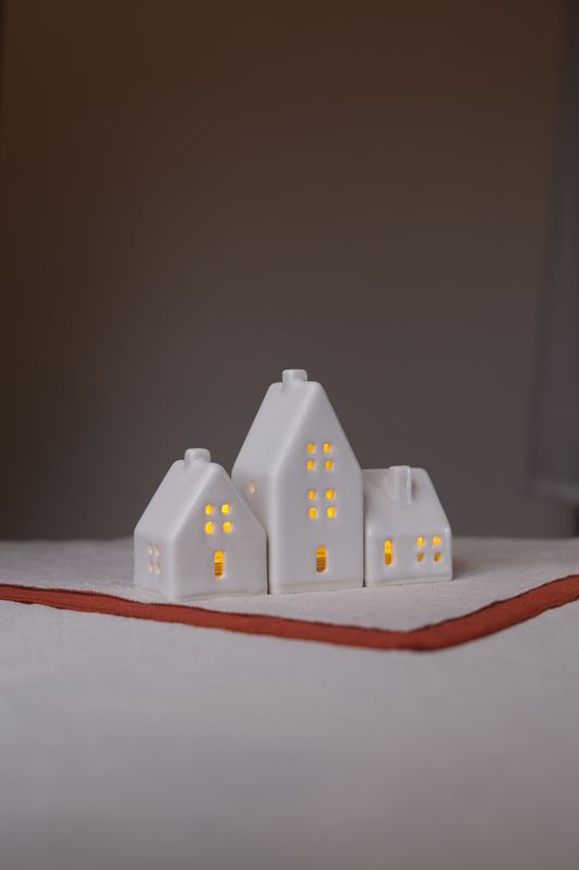 3 Ceramic Luminary Houses set #09