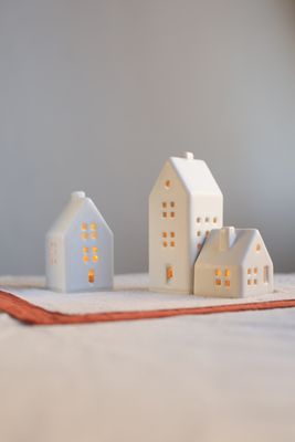 3 Ceramic Luminary Houses set #11