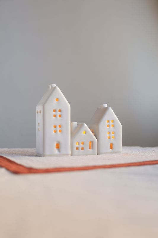3 Ceramic Luminary Houses set #11