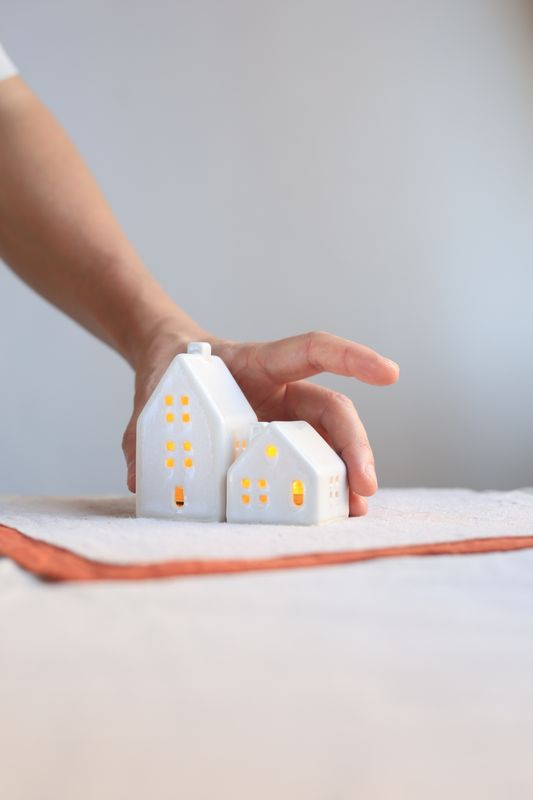 2 Ceramic Luminary Houses set #03