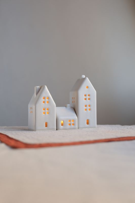 3 Ceramic Luminary Houses set #08