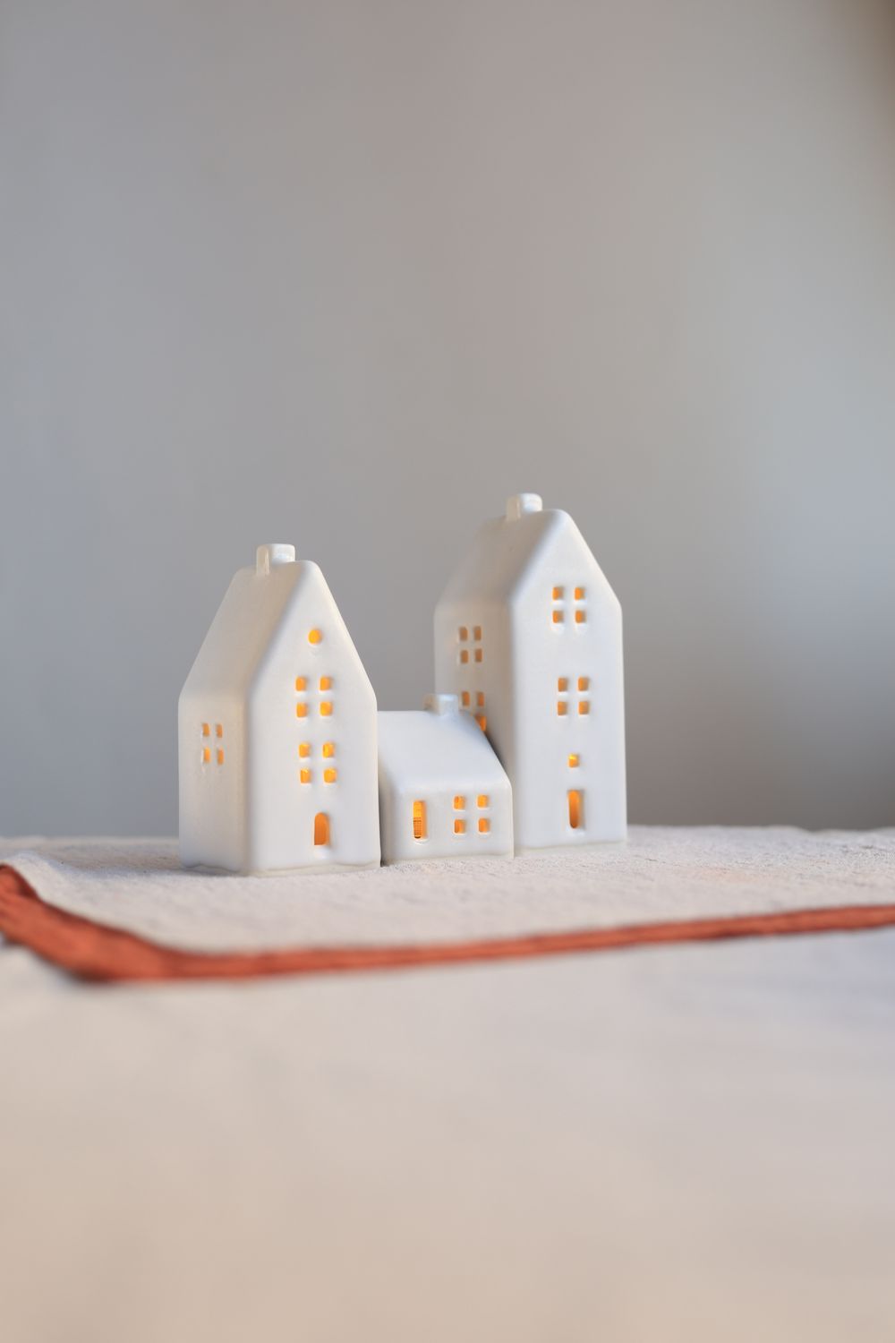 3 Ceramic Luminary Houses set #10