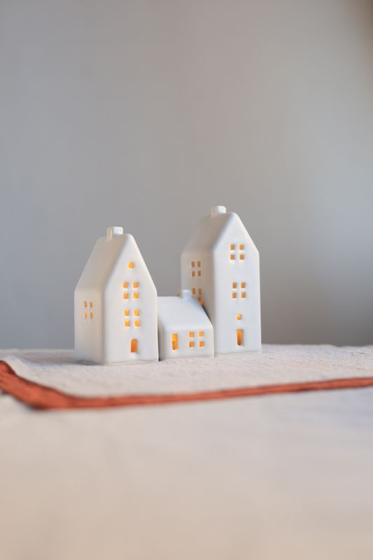 3 Ceramic Luminary Houses set #10