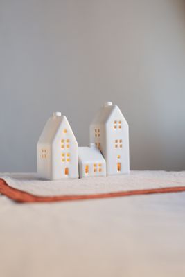 3 Ceramic Luminary Houses set #10