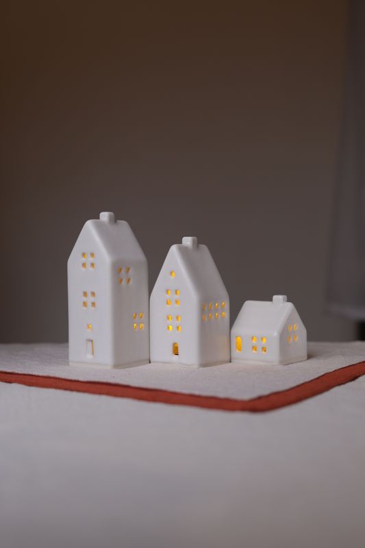 3 Ceramic Luminary Houses set #10