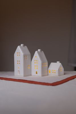 3 Ceramic Luminary Houses set #10