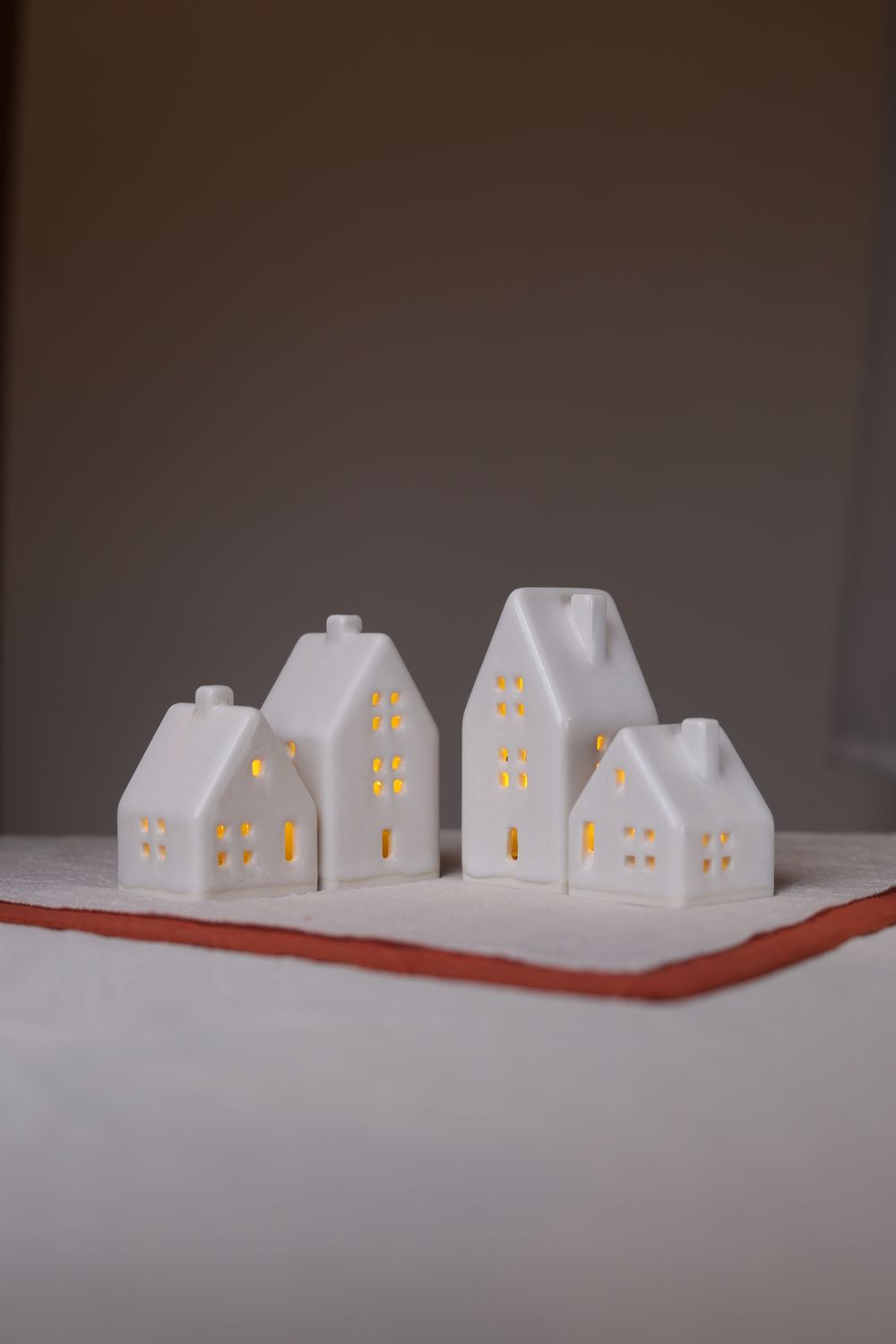4 Ceramic Luminary Houses set #13