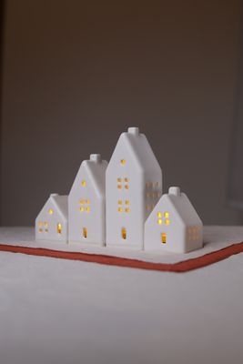 4 Ceramic Luminary Houses set #14