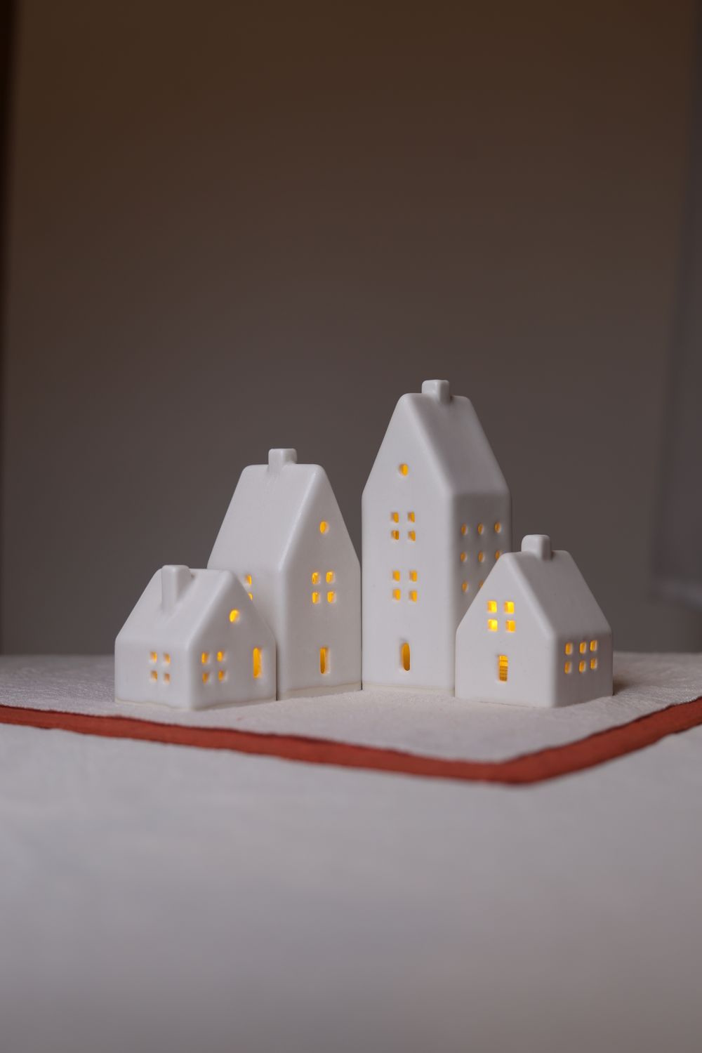 4 Ceramic Luminary Houses set #14