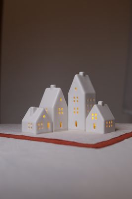 4 Ceramic Luminary Houses set #14